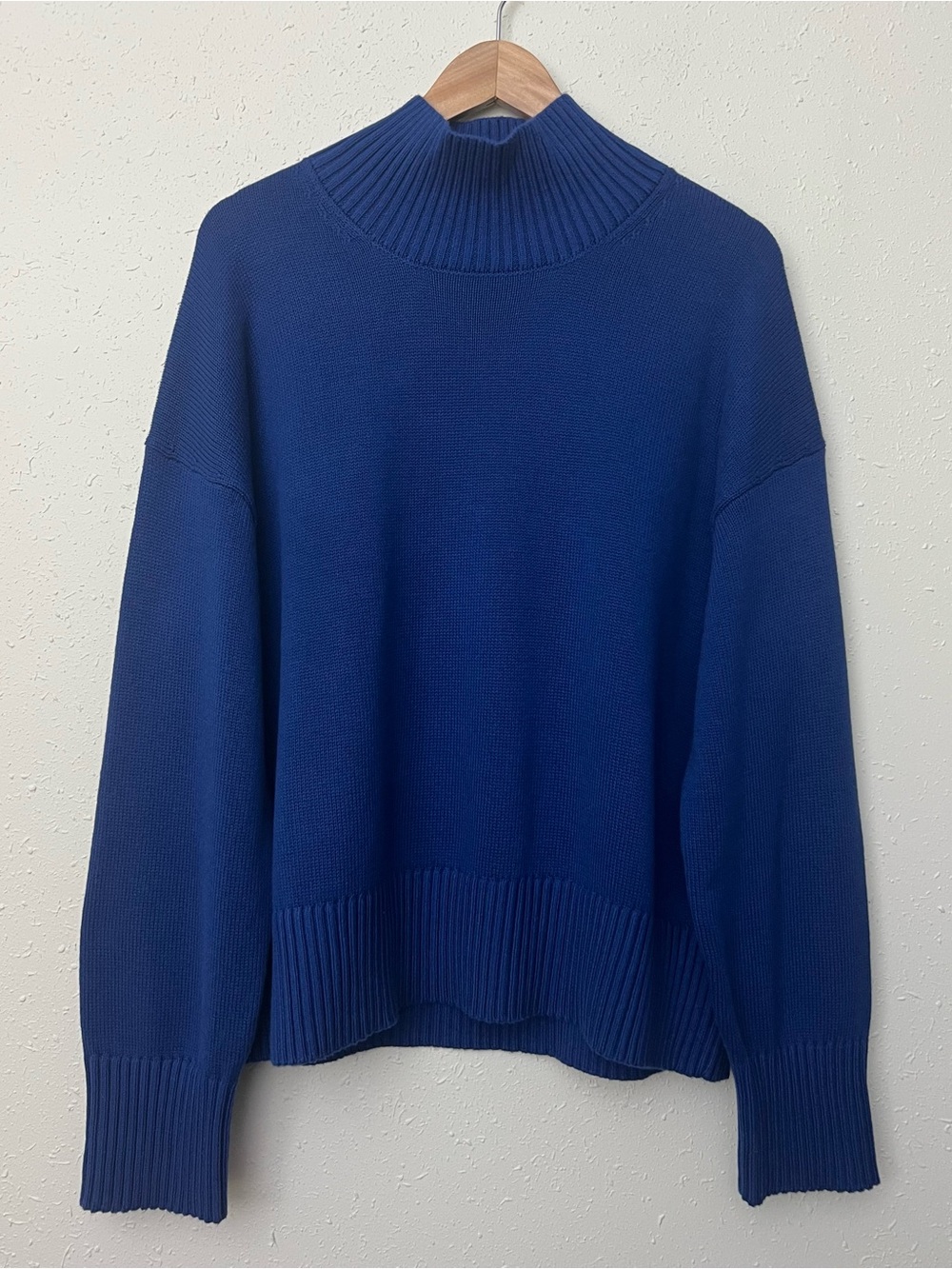 New Everlane The Boxy Turtleneck in Everyday Cotton in Imperial Blue Size L